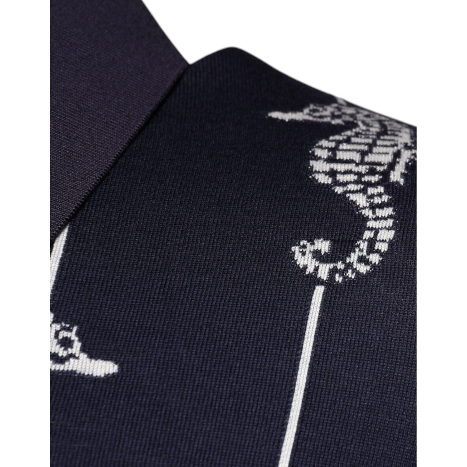 Dolce & Gabbana Dark Blue Sea Horse Collared Polo T-shirt