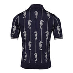 Dolce & Gabbana Dark Blue Sea Horse Collared Polo T-shirt