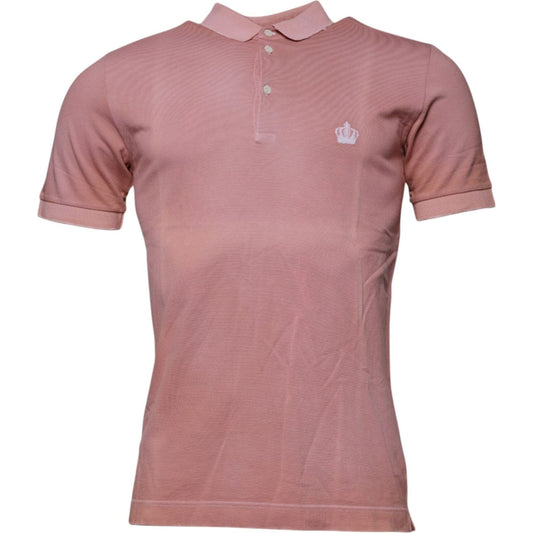 Dolce & Gabbana Pink Crown Collared Short Sleeve Polo T-shirt