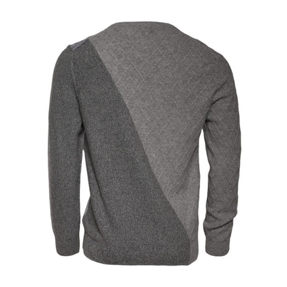 Ballantyne Gray Cashmere Argyle Intarsia Knit Crew Neck Sweater