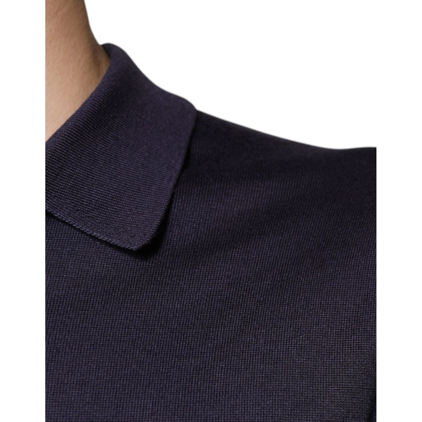 Dolce & Gabbana Blue Silk Collared Short Sleeves Polo T-shirt