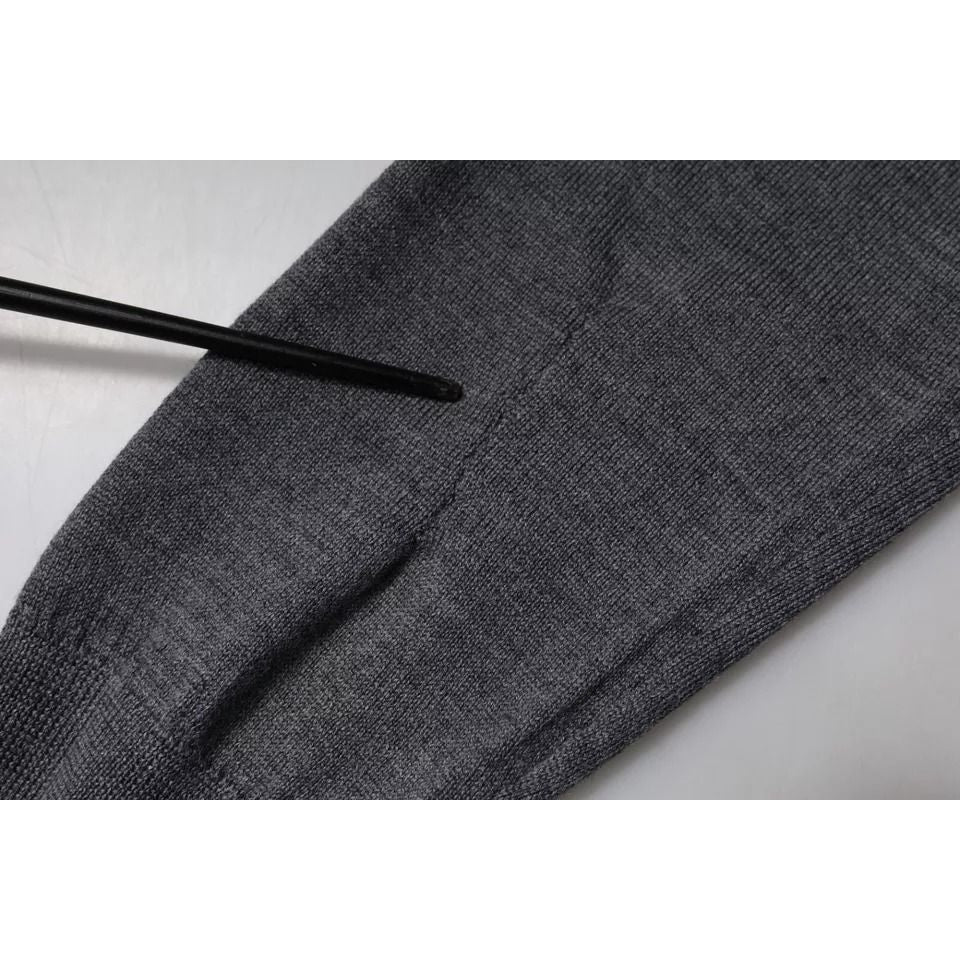 Dolce & Gabbana Gray Wool Logo Turtleneck Pullover Sweater