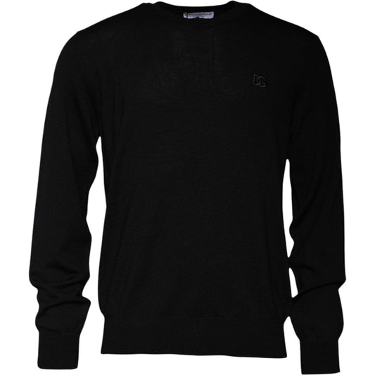 Dolce & Gabbana Black Logo Wool Crew Neck Pullover Sweater TSH87783-50