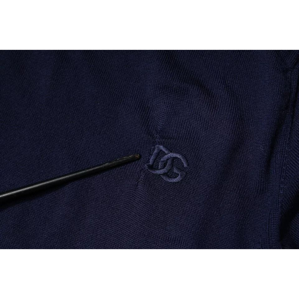 Dolce & Gabbana Blue DG Logo Wool Crew Neck Pullover Sweater