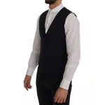 Dolce & Gabbana Blue Waistcoat Wool Stretch STAFF Vest