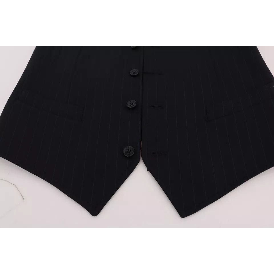 Dolce & Gabbana Blue Waistcoat Wool Stretch STAFF Vest