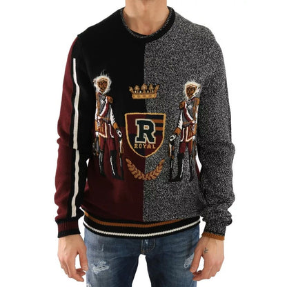 Dolce & Gabbana Multicolor KING Knight Monkey Knitted Cashmere Wool Sweater