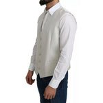 Dolce & Gabbana Off-White Cotton Silk Formal Coat Vest