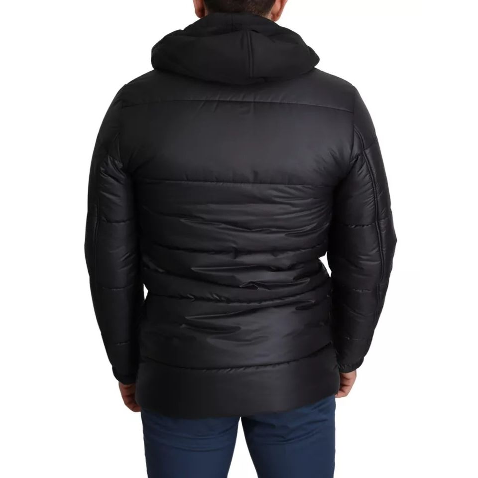 Dolce & Gabbana Black Hooded Polyester Men Coat Puffer Jacket