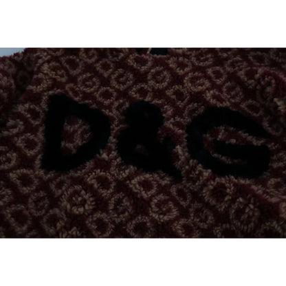 Dolce & Gabbana Red Beige Wool Oversize Hooded Pullover Sweater