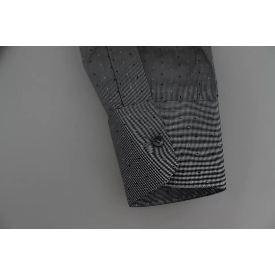 Dolce & Gabbana Gray SICILIA Dotted Semi Fitted Formal Shirt
