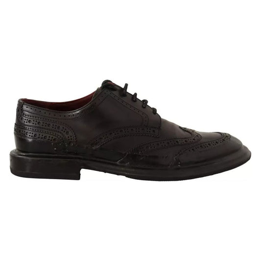Dolce & Gabbana Black Perforated Leather Lace Up Derby Shoes MV4164-40