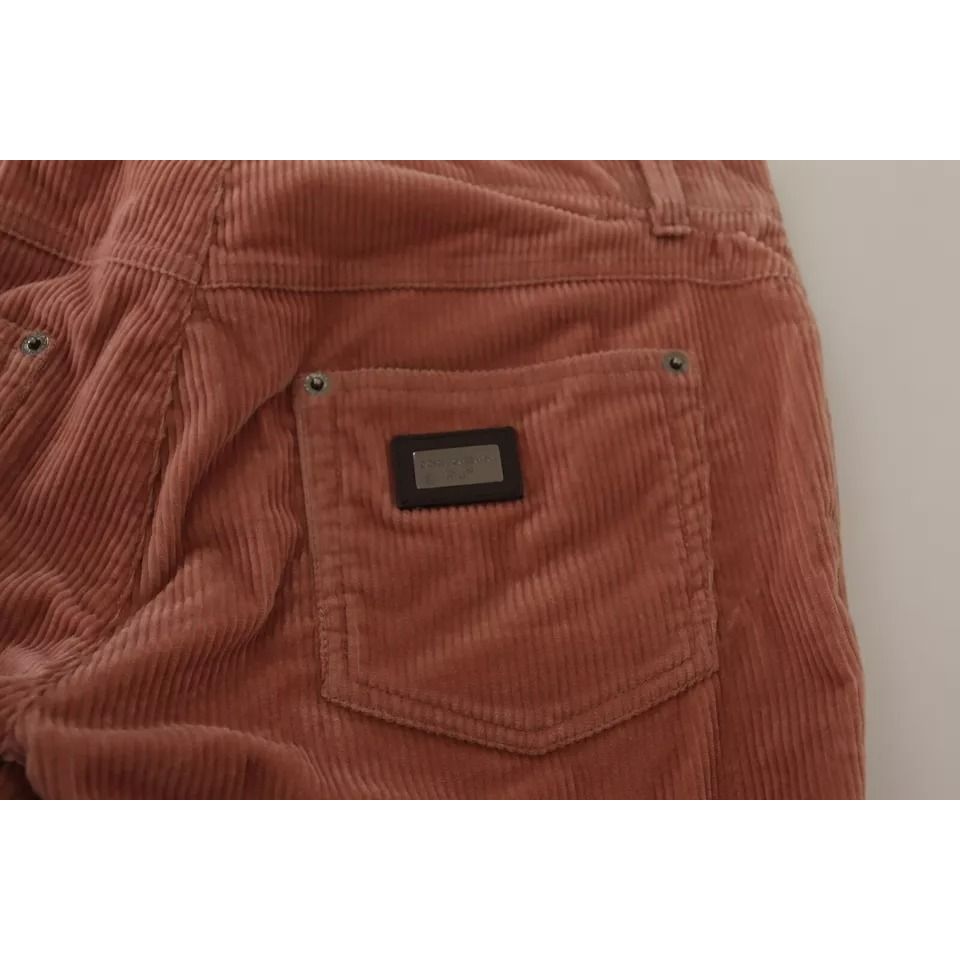 Dolce & Gabbana Pink Cotton Corduroy Skinny Jeans