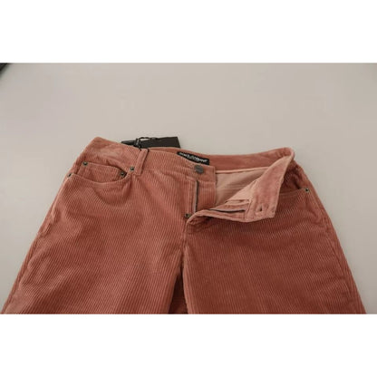 Dolce & Gabbana Pink Cotton Corduroy Skinny Jeans