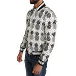 Dolce & Gabbana White Black Pineapple Bomber Coat Jacket