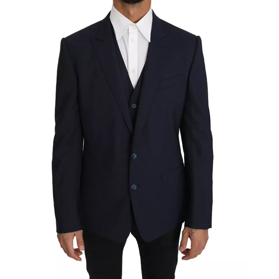 Dolce & Gabbana Blue Wool MARTINI Blazer Vest 2 Piece