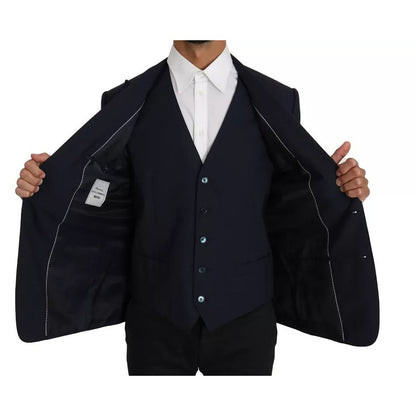 Dolce & Gabbana Blue Wool MARTINI Blazer Vest 2 Piece