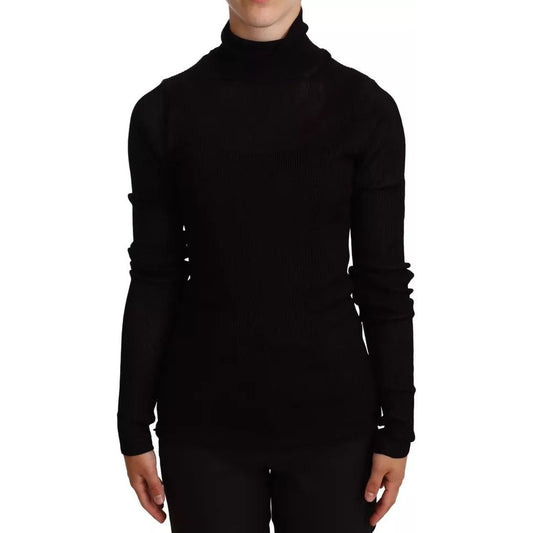Dolce & Gabbana Black Turtleneck Slim Fit Pullover Sweater TSH6648-48