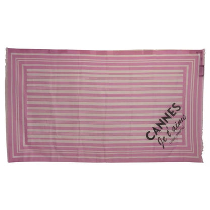 Dolce & Gabbana Pink White Striped Cotton Wrap Shawl Scarf