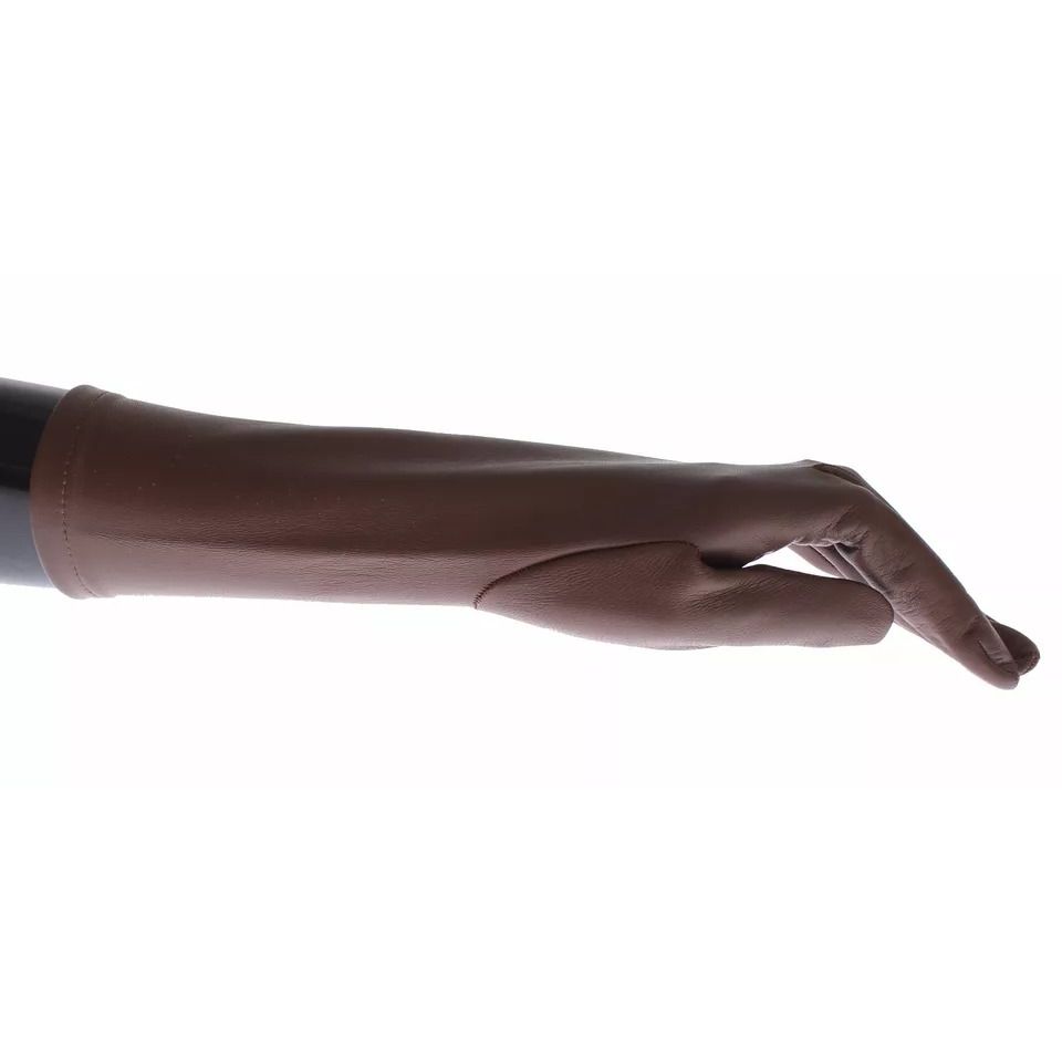 Dolce & Gabbana Brown Leather Wrist Slim Women Gloves