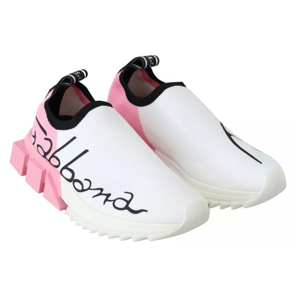 Dolce & Gabbana Pink White Logo Sorrento Sneakers Shoes