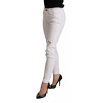 Dolce & Gabbana White Cotton Denim Pretty Slim Fit Jeans