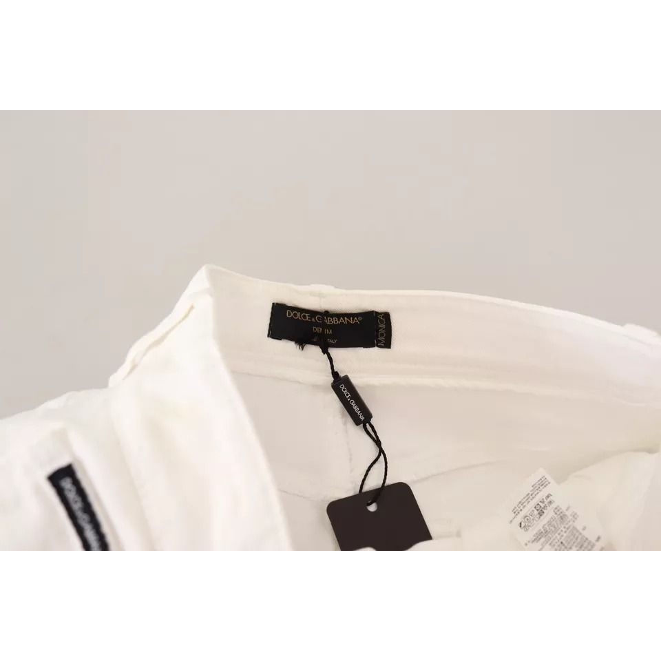 Dolce & Gabbana White MONICA Boot Cut Cotton Denim Jeans