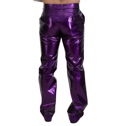 Dolce & Gabbana Purple Shining Men Casual Pants