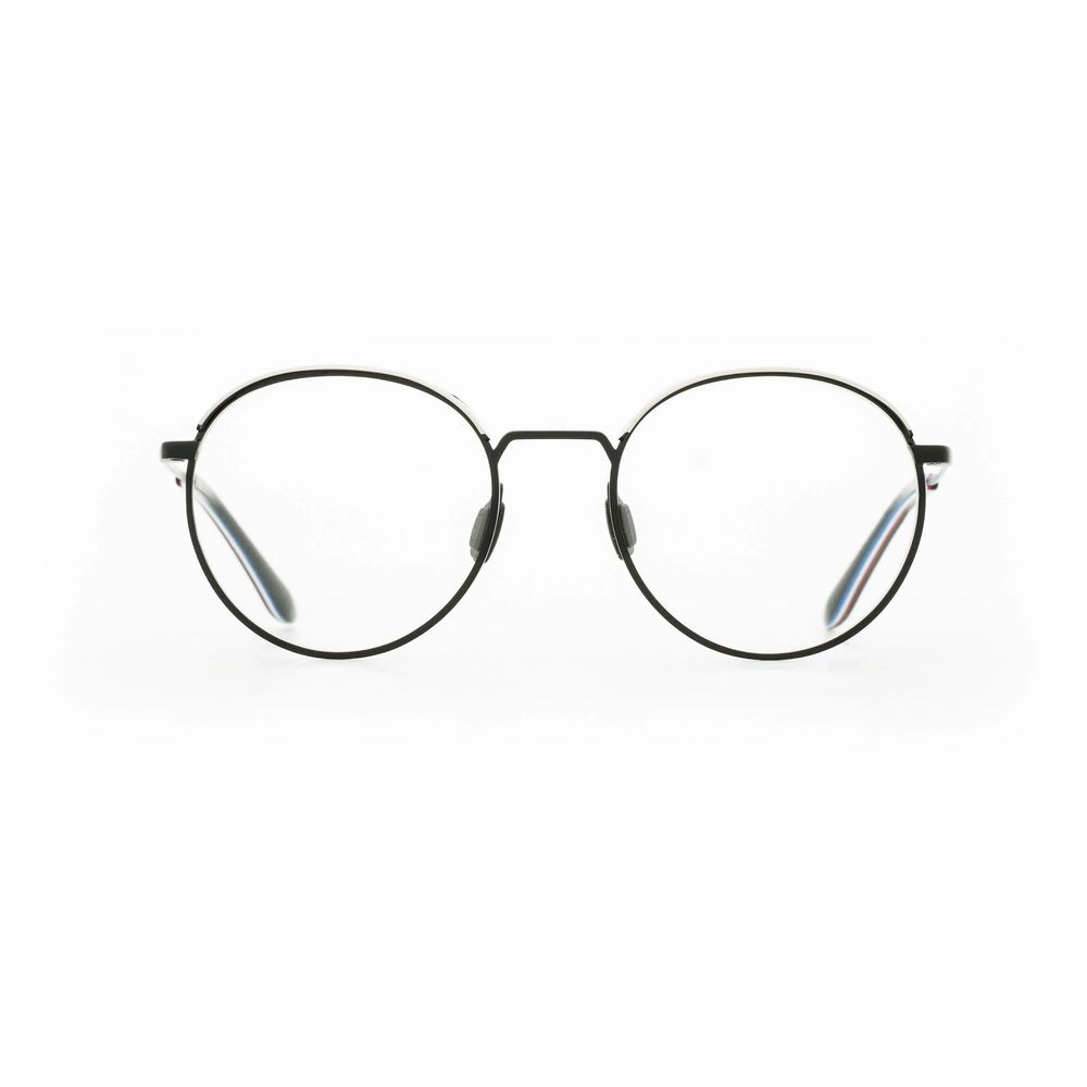 Vuarnet Black Stainless Steel Frames with round lenses and a minimalist design, measurements 55/17/145mm, stylish eyewear for men.