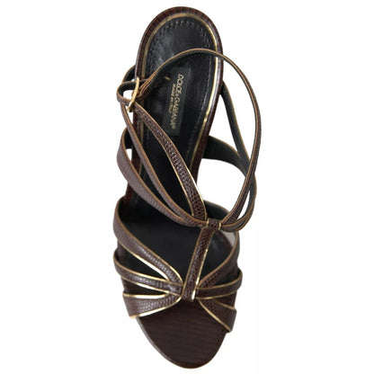 Dolce & Gabbana Brown Ankle Strap Stiletto Heels Sandals Shoes