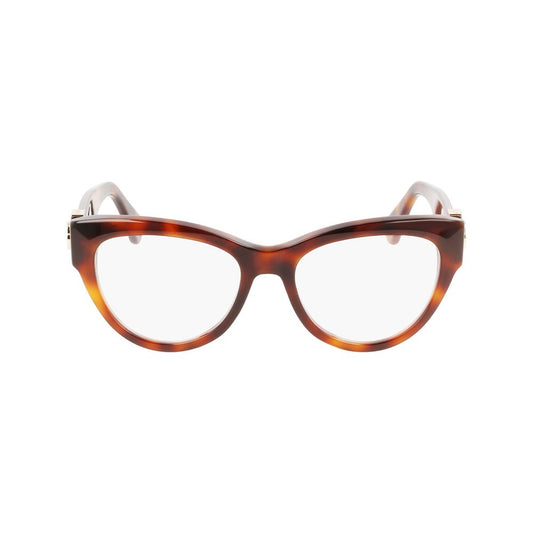 Front view of Lanvin Brown Acetate Frames, model LNV2626-214 with dimensions 52/17/140 mm, showcasing stylish brown acetate material.