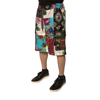Dolce & Gabbana Multicolor Patchwork Cargo Bermuda Shorts