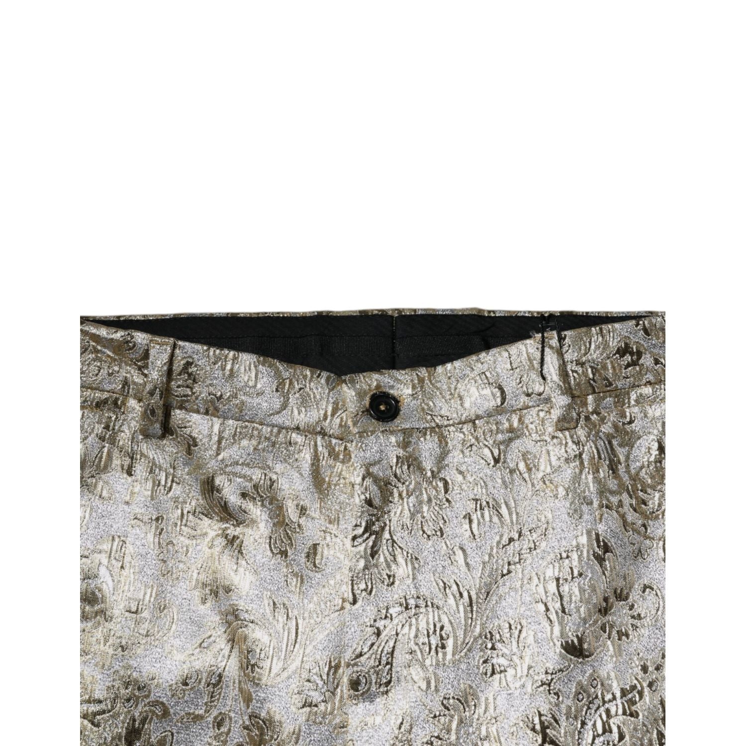Dolce & Gabbana Gold Floral Jacquard Men Dress Pants