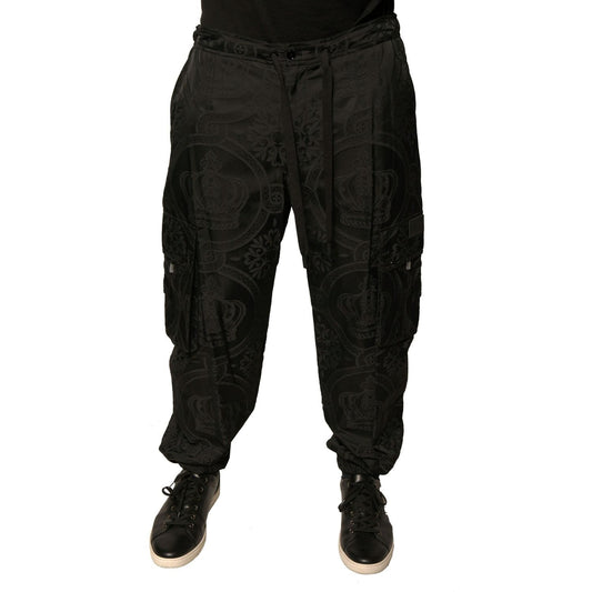 Dolce & Gabbana Black Crown Nylon Jogger Sweatpants Pants PAN75682-54