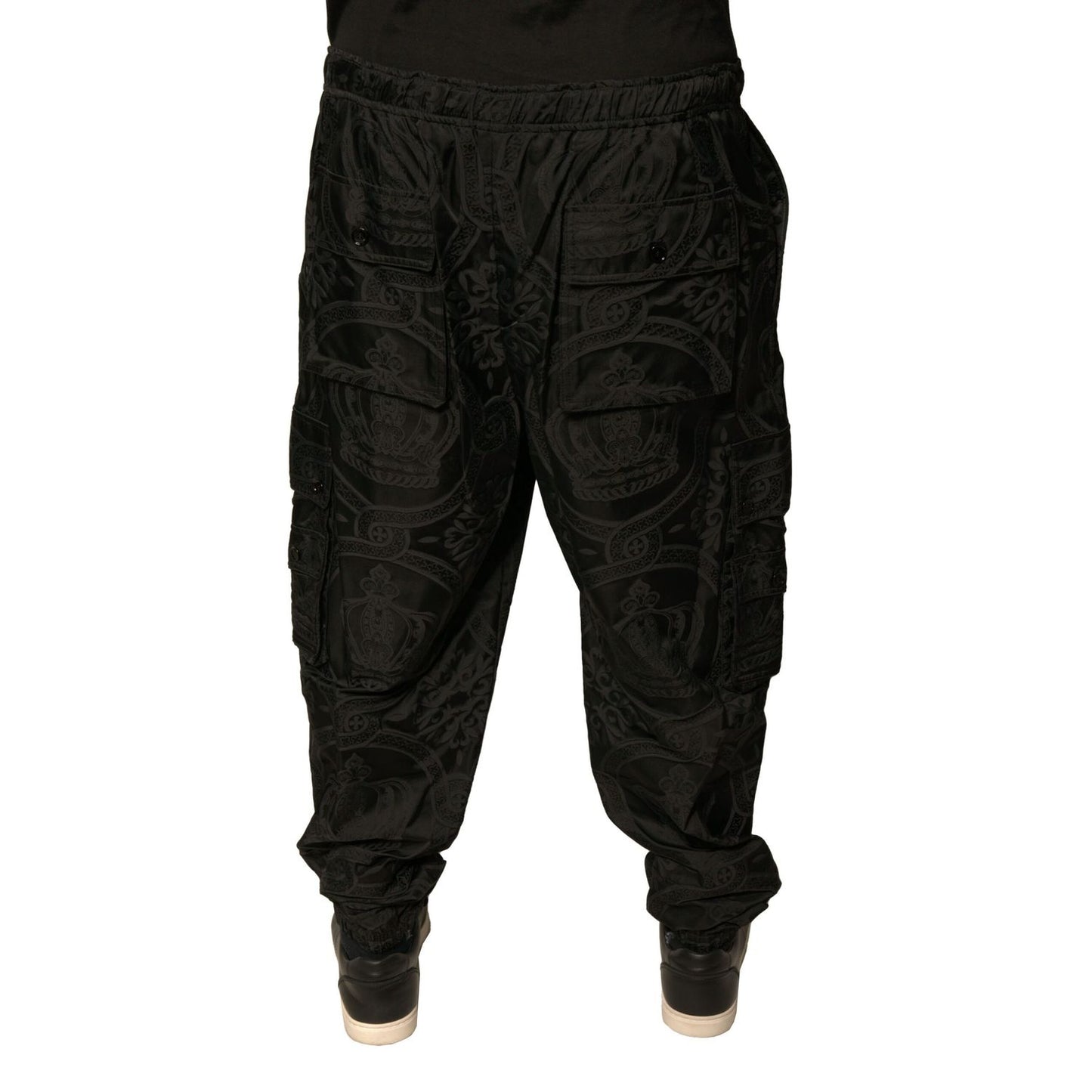 Dolce & Gabbana Black Crown Nylon Jogger Sweatpants Pants