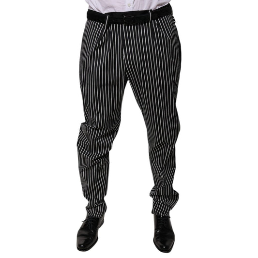 Dolce & Gabbana Black Stripes Skinny Dress Pants