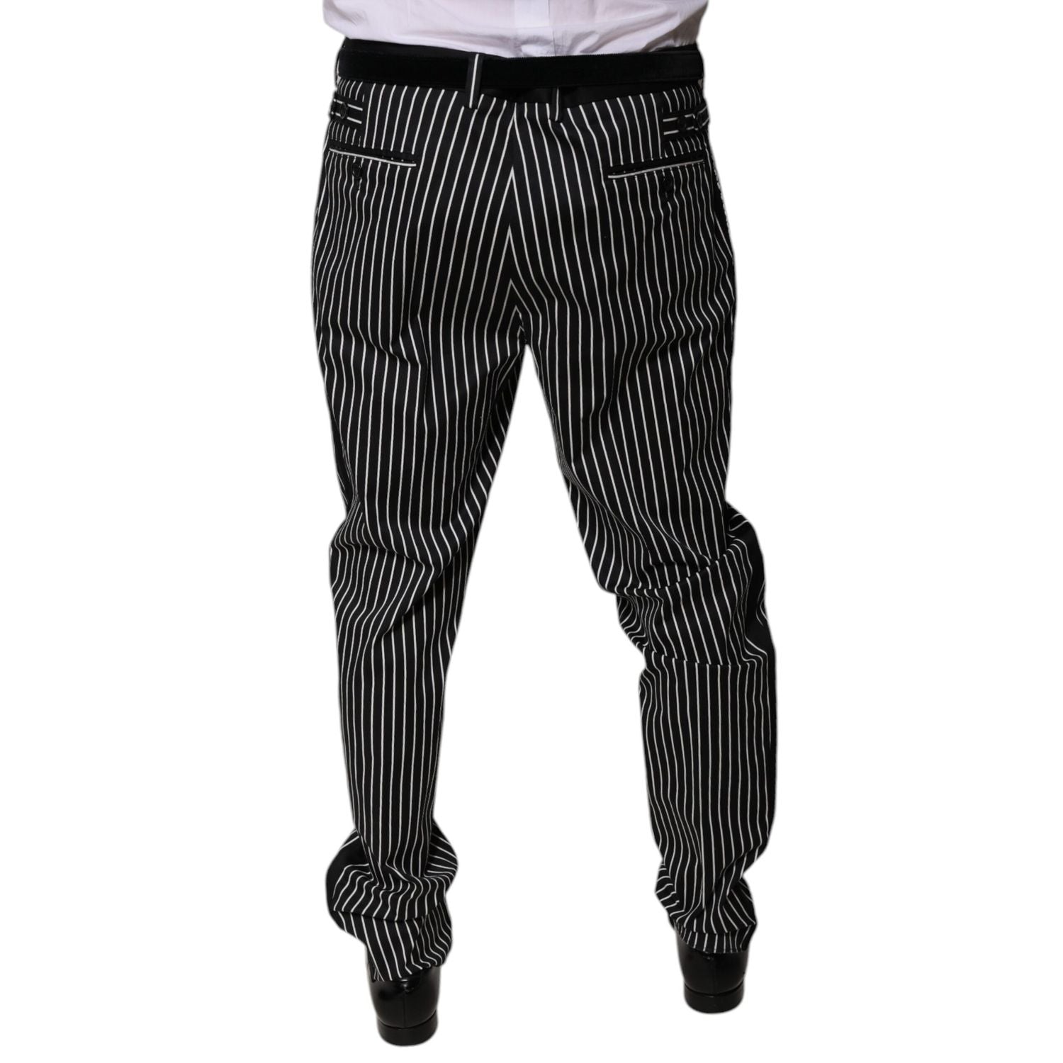Dolce & Gabbana Black Stripes Skinny Dress Pants