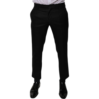 Dolce & Gabbana Black Wool Tapered Formal Dress Pants