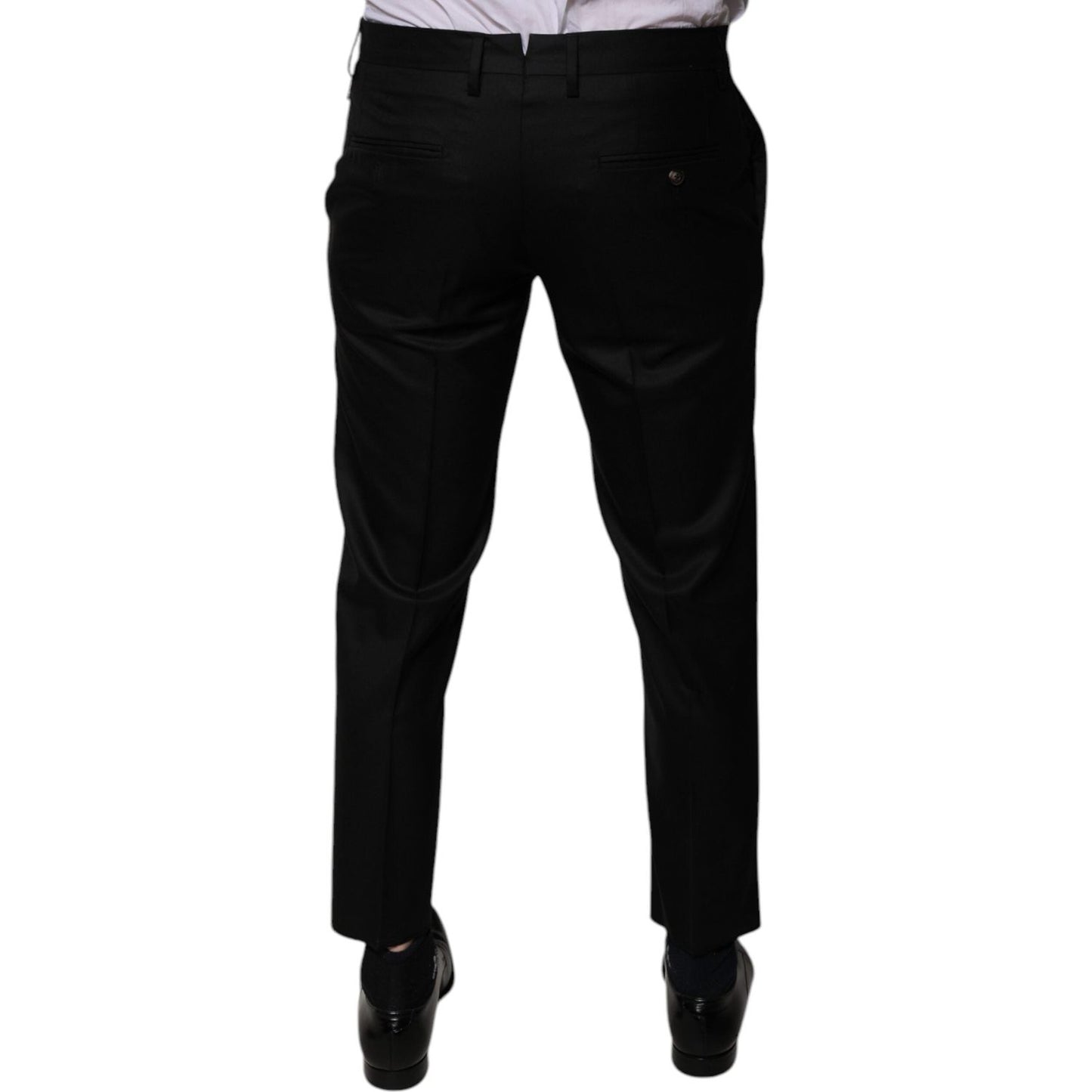 Dolce & Gabbana Black Wool Tapered Formal Dress Pants