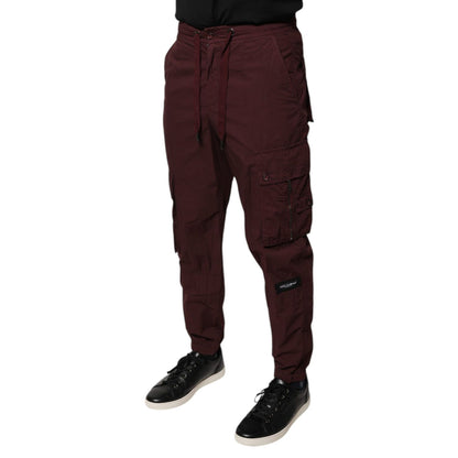 Dolce & Gabbana Bordeaux Cotton Cargo Jogger Sweatpants Pants