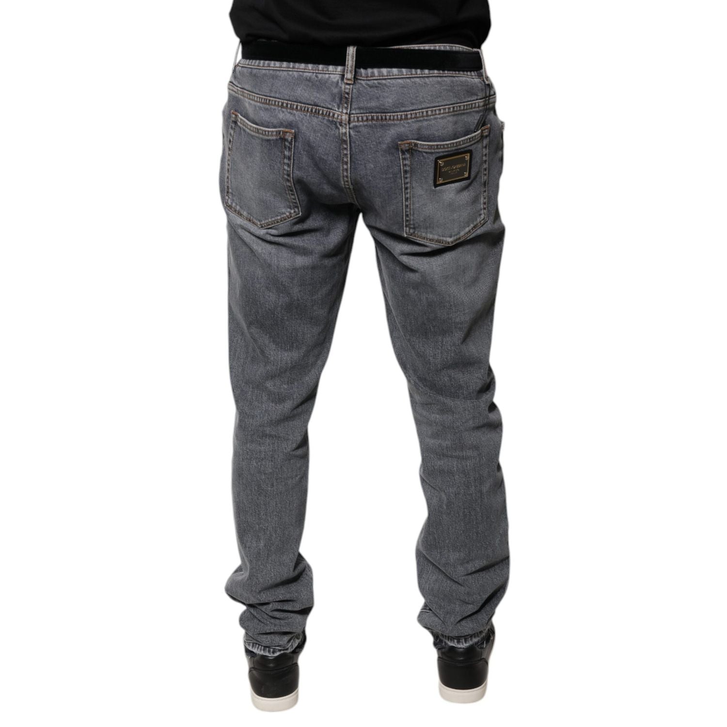Dolce & Gabbana Gray Logo Cotton Stretch Skinny Denim Jeans