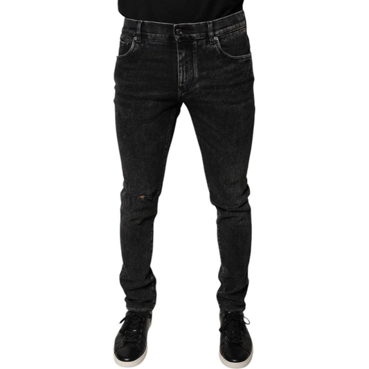 Dolce & Gabbana Black Cotton Stretch Skinny Men Denim Jeans PAN75883-50