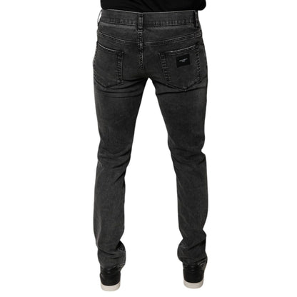 Dolce & Gabbana Black Logo Cotton Stretch Skinny Denim Pants
