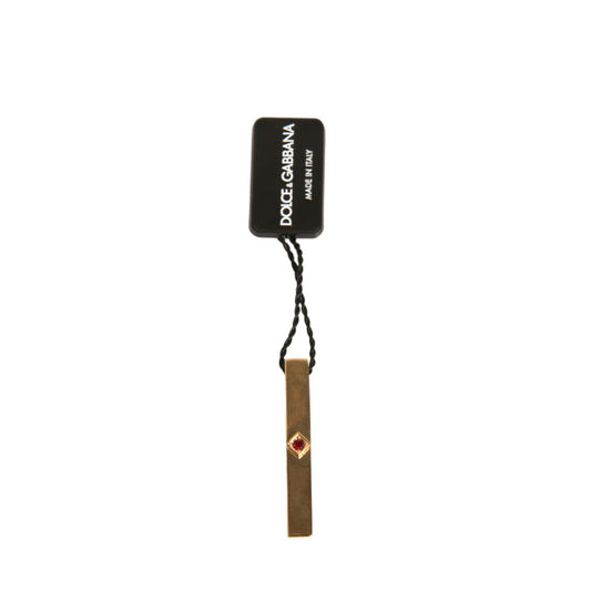 Dolce & Gabbana Gold Tone Brass Crystal Branded Tie Clip Bar