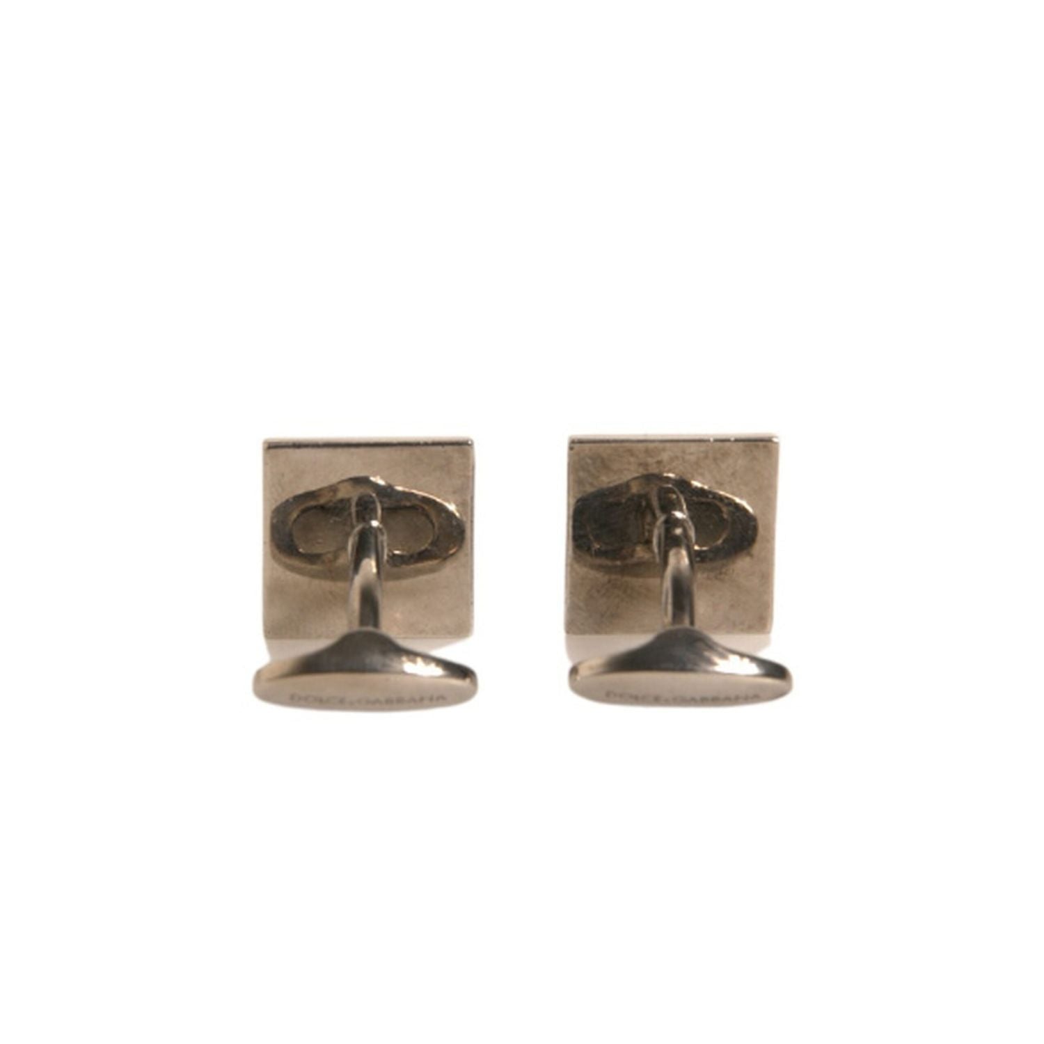 Dolce & Gabbana Silver Plated Brass Pin Crystal Cufflinks
