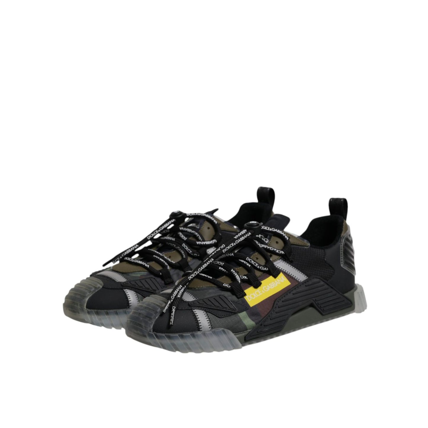Dolce & Gabbana Black Green Camo NS1 Low Top Sneakers Shoes