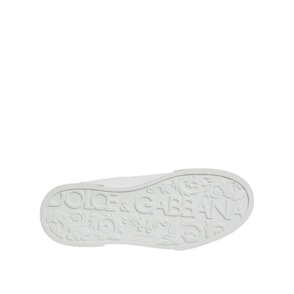 Dolce & Gabbana White Leather Low Top Lace Up Sneakers Shoes