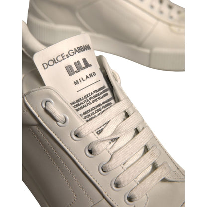 Dolce & Gabbana White Miami Leather Low Top Sneakers Shoes
