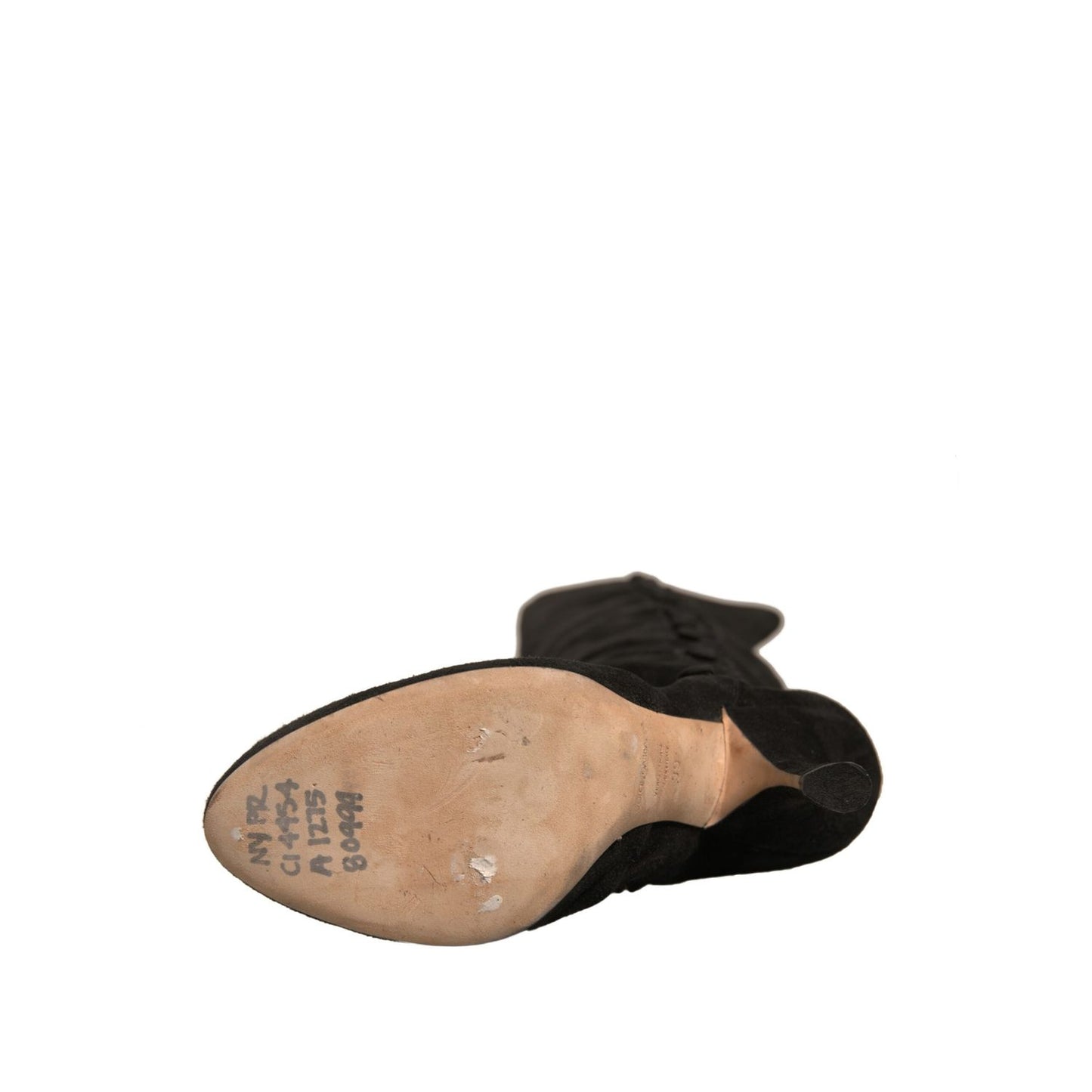 Dolce & Gabbana Black Suede Heels Knee High Boots Shoes