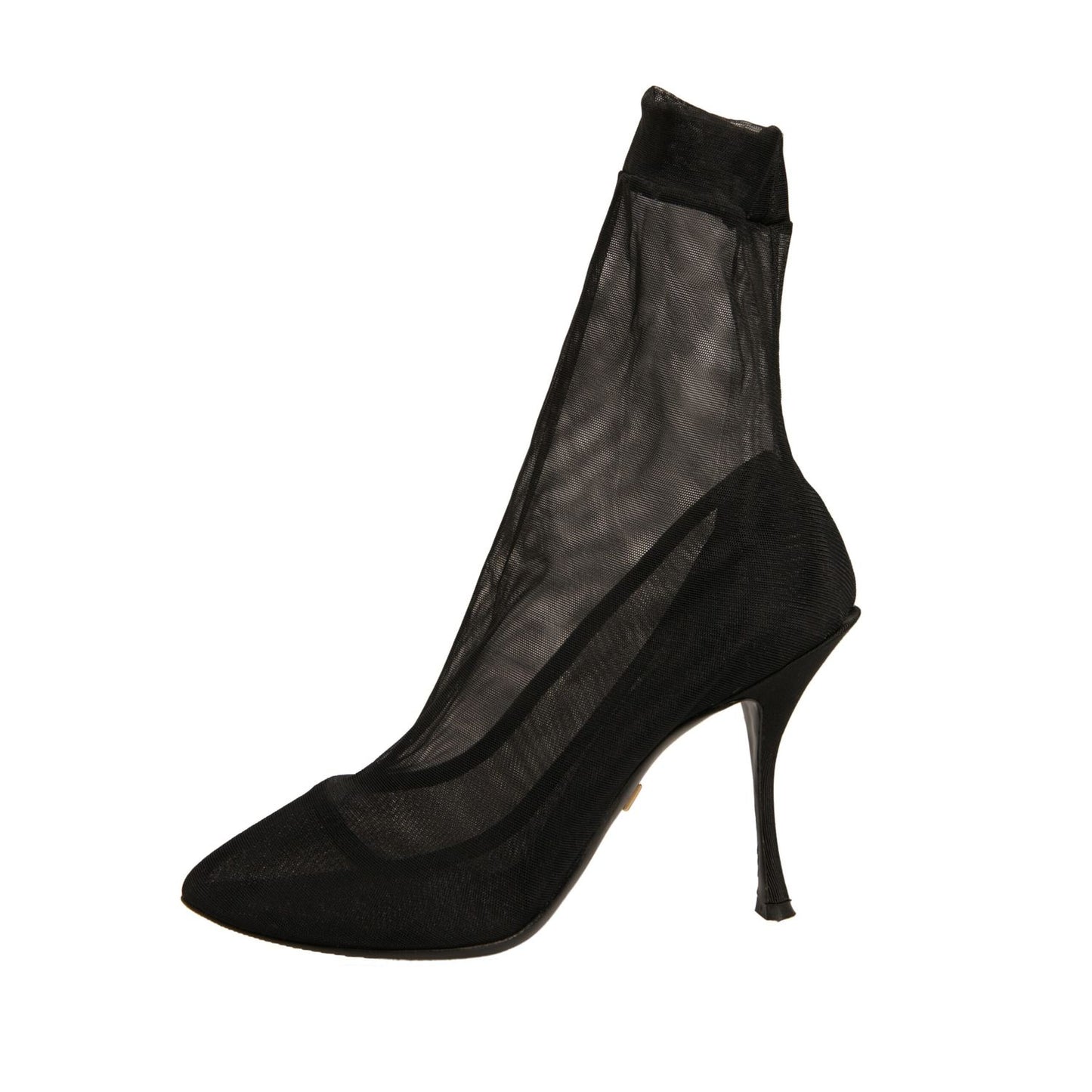 Dolce & Gabbana Black Silk Mesh Sock Style Heels Boots Shoes